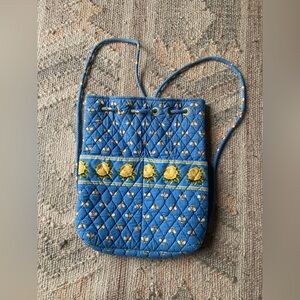 Vintage Vera Bradley Blue Bees Yellow Flower Drawstring Backpack Satchel Retired
